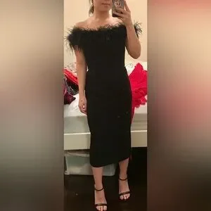 Milly Dresses Milly Elle Black Feather Dress Size 2 Poshmark